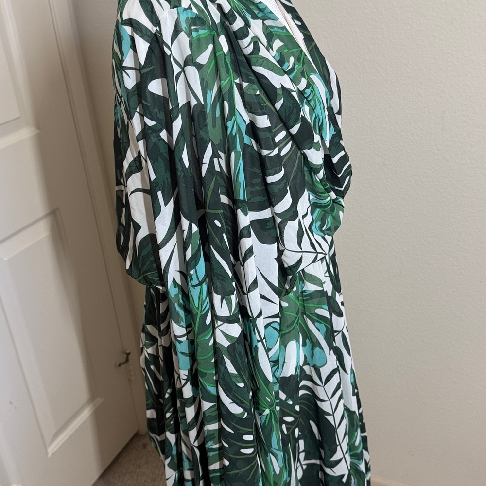Meghan LA Tropical Leaf Print Handkerchief Dress - Picture 3 of 11